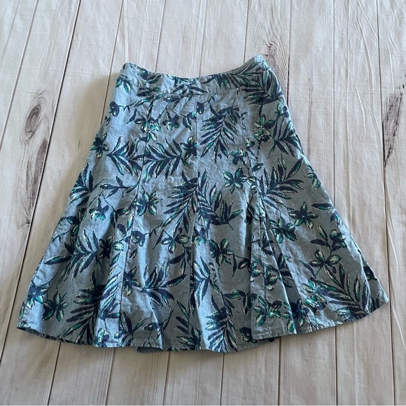 JM Collection Pleated Linen Skirt Women’s 10 Petite Floral Flowy Coastal Cottage - Picture 7 of 10